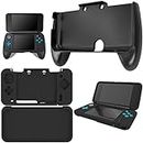 AFUNTA Hand Grips Compatible New 2DS XL with Silicone Case, Plastic Handle with Anti-Slip Protective Cover Compatible 2DS LL - Black
