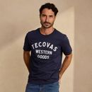 Tecovas Men's Western Goods T-Shirt, Navy/Bone, Pima Cotton, Large