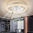 Viugreum Led Smart Ceiling Fans with Light 48CM, Modern Ceiling Fan Lights with Remote Control, Reversible Fan/3 Color Temperature/6 Speed, Dimmable LED Fan Light with Timer for Living Room Bedroom