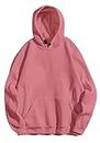 Wear Your Opinion Women's Plus Size Kangaroo Pocket Hoodie for Winter Wear (Design: Solid,CoralPink,X-Large)