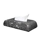 Car Accessories Bling Bling Crystal Car Tissue Box Paper Towel Cover Holder Napkin Case Diamond Rhinestone Automobile Accessories For Women Girl (Color : Black)