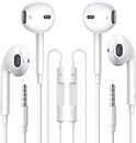 iPhone Wired Headphones Earbuds with 3.5mm Plug 2 Pack [Apple MFi Certified] Wired Earphones Built-in Microphone & Volume Control Compatible with iPhone,Pad,iPod,MP3/4,Android and 3.5mm Audio Devices