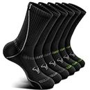 BULLIANT Men Sports Socks 6Pairs, Athletic Crew Socks Cushioned For Men Outdoor Running-Arch Compression Support(6Pairs,Shoes Size:Men 11-13)