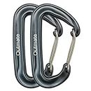 Outmate 12kN Heavy-Duty Carabiner Clips - Durable, Lightweight Aluminum Alloy Carabiners for Hiking, Camping, Keychains, Dog Leashes, Hammocks & More(Wire gate,2 Gray)