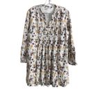 Old Navy Women's Tunic Blouse Dress Sz L Floral Ditsy Pleated Lined Boho Peasant