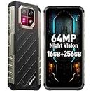 Ulefone Armor 22 (16+256GB) Rugged Smartphone, 64MP Night Vision Camera + 64MP Wide-Angle Camera, Android 13 Unlocked Cell Phones, 6.58 FHD+, 120Hz, 6600mAh, IR Blaster, NFC 4G Mobile Phone- Black