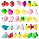 32Pcs Mochi Squishy Toys, Stress Relief Sensory Fidget Toys, Mini Kawaii Animals Fruits Squeeze Toy Soft Squishies Pack for Kids & Adults, Easter Basket Stuffers Gifts, Easter Egg Fillers