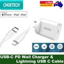 Choetech 20W PD USB-C Wall Charger QC 3.0 Power Adapter + Cable For iPhone 15 14