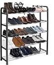 KEPLIN 5 Tier Shoe Slots Rack - Space Saving Shoe Storage Organiser with Quick, Tool-Free Assembly - Shoe Slots Holds 15-20 Pairs - Dimensions (L) 75.5cm x (W) 18.5cm x (H) 75.5cm - Black