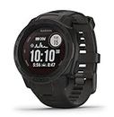 Garmin Instinct SOLAR, Rugged GPS Smartwatch, Built-in Sports Apps and Health Monitoring, Solar Charging and Ultratough Design Features, Graphite