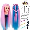 Mannequin Head with Hair，Eumos 29'' Cosmetology Doll Head for Hair Styling to Practice on Hairdressing Training Braiding Heads with Clamp Holder kit