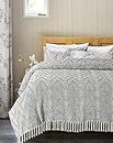Sashaa World Zig Zag Super Soft & Breathable Cotton Throw Blanket | Throw Blanket for Living Room, Bed, Sofa & Chiar | Grey/Black Throw Blanket | 80 x 60 inch