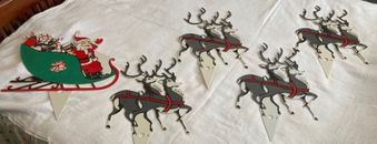 Vintage Christmas Outdoor Santa Sleigh & Reindeer Yard Stake Decoration Taiwan