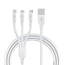 Multi USB Cable For Infinix Smart 6 HD Multi USB Cable, 4FT/1M 3-in-1 USB Charging Cable with Type C/Micro USB Connectors Cables for Cell Phones Tablets, and More | 3 in 1 Cable Fast, Rapid, Super Charging, 3.3 ft 3in1 car Multi Charger Cable for Micro USB, i-Phone & Type C Devices-White, ZW:4