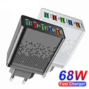68W 5 Ports USB Charger Quick Charge EU/US Plug Wall Charger Fast Charging For IPhone Samsung Xiaomi