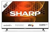 Sharp 2T-C40FH6KL2AB 40-Inch 2022 FHD Android Smart Frameless LED TV with Freeview Play, 1080p, Dolby Digital, Google Assistant, HD Tuner, Chromecast built-in, 3x HDMI, 2 x USB & Bluetooth – Black