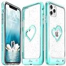 VENA Etui Coque pour iPhone 11 Pro Max Glitter, vLove (Heart Shape, CornerGuard Protection) Paillettes de Housse Étui Protection pour Apple iPhone 11 Pro Max (6.5"-inch) - Turquoise