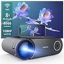 Videoproiettore, Proiettore HD Dolby WiFi Bluetooth, 8000 Lumens, nativo 1080P, domestico, Toperson, Home Cinema Portatile per iOS/Android/TV Stick/PC/PS4/PS5 (metallic)