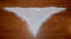 Hand Knit Fur Ever Triangle, Scarf, White, NWOT