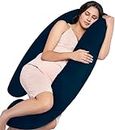 MY ARMOR Full Body G Shaped Pregnancy Pillow for Pregnant Women, Maternity Pillows Gift for Pregnancy Sleeping, 3 Months Warranty, Premium Velvet Cover with Zip, Navy Blue