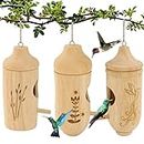 OROGHT Hummingbird House - Natural Wooden Hummingbird Houses for Outside Hanging, Gardening Gifts Home Decoration 3 Packs