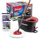O-Cedar EasyWring Microfiber Spin Mop & Bucket Floor Cleaning System + 2 Extra Refills, Red/Gray