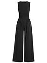 ANRABESS Womens Jumpsuits Dressy Summer Casual One Piece Outfits High Neck Tank Top Wide Leg Pants Rompers Jumper Pockets Black 1468heise-XXL