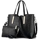 YNIQUE Satchel Purses and Handbags for Women Shoulder Tote Bags Wallets (Black)