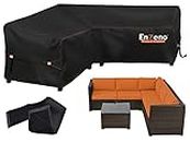 Enzeno Garden V-Shape Furniture Cover Waterproof, 420D Heavy Duty Oxford Fabric Outdoor Rattan Corner Sofa Cover with Waterproof Tape (215 * 215 * 87cm)