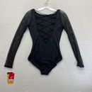 Capezio Womens Black Meryl Strappy Back Long Sleeve Leotard Bodysuit Size XS