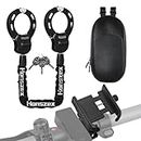 Honszex Lock for E Scooter, E Scooter Phone Holder & Handcuff Chain Lock with Key, Heavy-Duty Anti-Theft Lock with Waterproof Storage Bag, Accessories for Electric Scooters and Bicycles