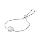 Michael Kors Stainless Steel and Pavé Crystal Heart Chain Bracelet for Women, Color: Silver (Model: MKJ5390040)
