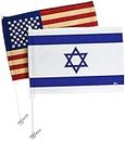 Bandera De Israel Para Carros Israeli Car Flag American Vintage Pack Auto Small Gift 12" x 18" Mount Bracket Clip Small Tapestry Outdoor Pole Accessories Vehicle Decoration For Cars Window Made In USA