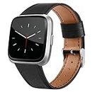 BOTNUW Leather Bands Compatible with Fitbit Versa 2 Bands & Versa Bands & Versa Lite Wristbands, Classic Fitbit Versa SE Replacement Leather Strap for Women Men