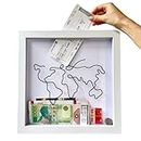 Adventure Archive Box, Travel Box for Memories, Loading Shadow Box Frame with HD Acrylic,Wood Display Case, Hang Memorabilia, Pins, Awards, Medals, Wedding, Tickets, and Photos, White (12x12 in)