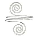 El Regalo Fashion Armlet- Minimalist Spiral Coil Upper Arm Cuff Open Arm Bracelet Armlet Armband Bangle for Women & Girls (Silver Color)