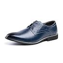 Zapatos Oxford Hombre Derby Zapatillas Vestir Cordones Brogues Zapatos Boda Formales Negocios Casuales Azul 3 Tamaño 42