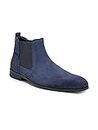 TEAKWOOD LEATHERS Blue Suede Leather Mid Ankle Classic Men's Chelsea Boots (8 UK)