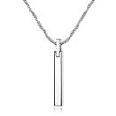 COAI Simple Tungsten Square Steel Stick Bar Pendant Men's Necklace 22"