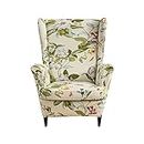 Stretch Wingback Chair Cover 2-Piece Printed Wing Chair Slipcover Sofa Slipcover Spandex Floral Armchair Slipcovers Furniture Protector with Elastic Bottom for Living Room, 26