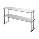 Hally Double Overshelf of Stainless Steel 12'' x 48'' Weight Capacity 380lb, Commercial 2 Tier Shelf for Prep & Work Table in Restaurant, Home and Kitchen