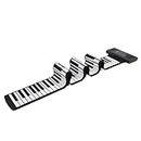 88 Keys Roll Up Piano, Rechargeable Electronic Hand Roll Piano Foldable Piano Keyboard LED Display 128 Tones 128 Rhythms MIDI Output, Digital Music Piano for Beginners