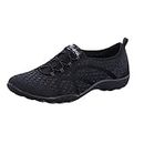 Skechers womens BREATHE-EASY - FORTUNEKNIT Shoes, Black/ Charcoal, 7 US