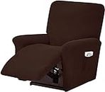 House of Quirk Stretch Recliner Covers, Jacquard Recliner Chair Slipcovers, Polyester Furniture Cover Recliner Sofa Couch Cover with Pocket for Living Room Sofa Cover - Brown