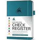 Clever Fox Check Register Book - Deluxe Transaction Register, Accounting Ledger Book, Checkbook Register & Checking Account Register Book for Personal and Work Use, A5 Hardcover - Dark Teal