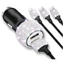 Bling USB Car Charger 5V/2.1A Crystal Decor Dual Port Fast Adapter Accessories