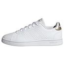 adidas Advantage Base Shoes, Sneakers Donna, Ftwr White/Ftwr White/Champagne Met, 38 2/3 EU