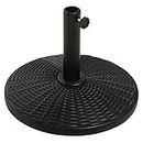 Outsunny 25 lbs Market Umbrella Base Holder 17.5" Heavy Duty Round Parasol Stand with Rattan Design for Patio, Outdoor, Backyard, Black