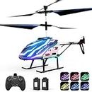 DEERC DE23 RC Helicopter W/ 7 Colors Light, 2.4GHz Remote Control Helicopters with Altitude Hold, 2 Modular Batteries for 24mins Play, Speed Adjustment, Indoor Flying Toy for Kids Adults Beginners