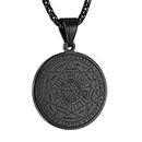 HZMAN Vintage Stainless Steel The Seal of The Seven Archangels Pendant Necklaces for Men Women with 22+2 Inches Chain (Black)